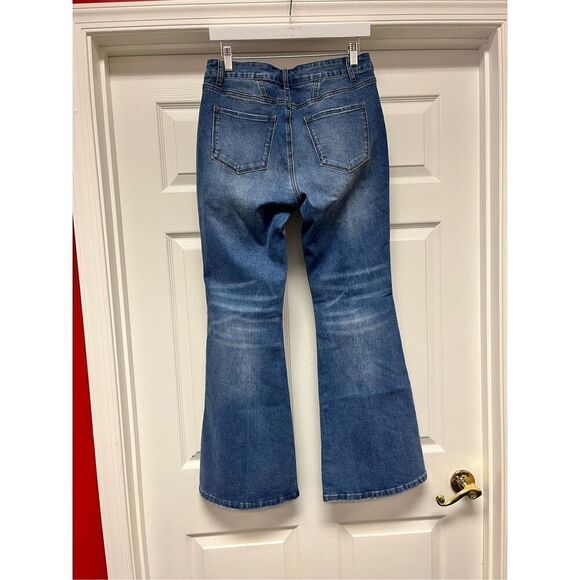 Button Fly High Rise Bootcut Star Print Boho Festival Coachella Jeans sz 10 EUC - Picture 5 of 6